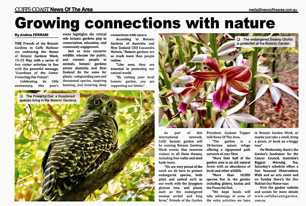 Newspaper article about Botanic Gardens Week